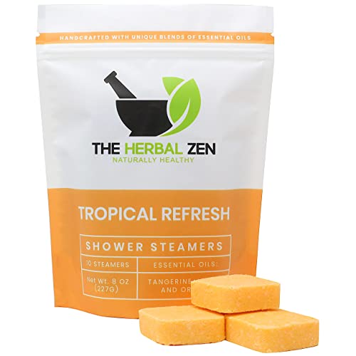 Tropical Refresh Shower Steamers with Essential Oils Aromatherapy Shower Bombs by The Herbal Zen (Pack of 10)