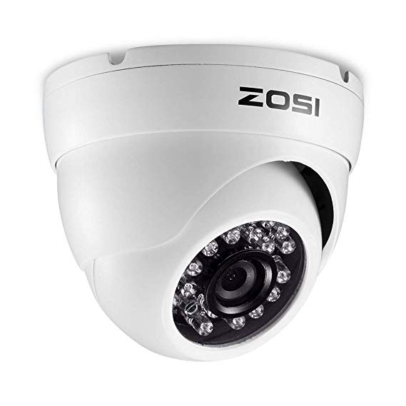 ZOSI 2.0MP HD 1080P 1920TVL Hybrid 4-in-1 TVI CVI AHD 960H CVBS CCTV Camera 24PCS IR-LEDs Home Security Indoor Outdoor 65ft Day Night Vision Aluminum Metal Housing Camera for Analog DVR White