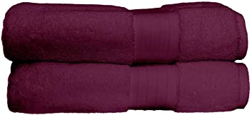 Whisper Organics 100% Organic Premium Turkish Cotton Bath Towels, 700 GSM - GOTS Certified (2 Pack, Plum)