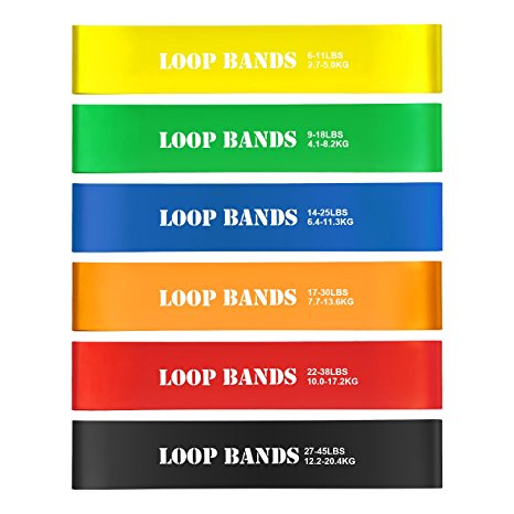 Resistance Loop Bands-6 LEVELS-BONUS Exercise Manual and Travel Bag-Patec 100% Premium Natural Latex Workout Bands Fitness Equipment for Leg,Ankle,Stretching,Physical Therapy,Rehabilitative Exercises,Pilates,Yoga and Home Fitness-Perfect Gift for your Loves!