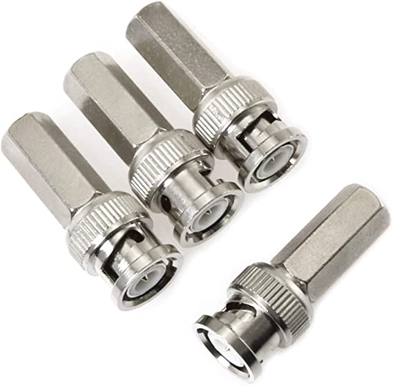 E-outstanding 4PCS Twist on BNC Male RG59 Coax Coaxial Connectors Cable Adapters for CCTV Cameras Security Video Card