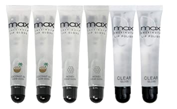 (6Pack) MAX Makeup Cherimoya Lip Polish Coconut Oil Clear Gloss (2Original 2Coconut 2Honey)