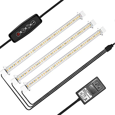 LED Grow Light Strips for Plants,Cholas 36W 132 LEDs Auto ON & Off Function,3/9/12H Timer 5 Dimmable Levels and 3 Switch Modes for Indoor Plants Gardening Greenhouse 3 Pack (Full Sepectrum Light)