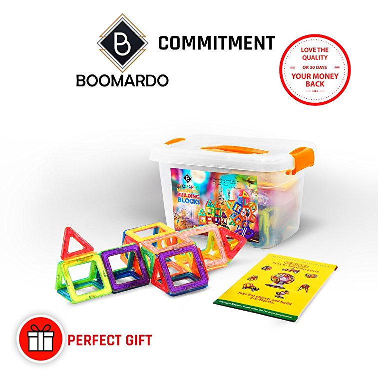 BOOMARDO Magnetic Blocks, Magnetic Building Set 108 PCS, Magnetic Tiles Brain Development Toy, Intelligent Magnetic Construction Set Educational Toys for Toddlers/Kids