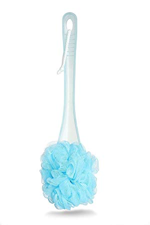 Bath Sponge & Brush with Long Handled, Exfoliating Bath & Shower Loofah Body Back Brush scrubber soft shower by Woods World (Blue)