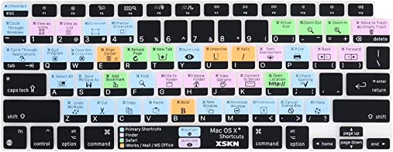 XSKN Shortcuts Function and Language Series Silicone Keyboard Cover Skin Compatible with 2020 Released New MacBook Air 13.3 inch with Touch ID A2179 A2337 M1 Chip Keyboard