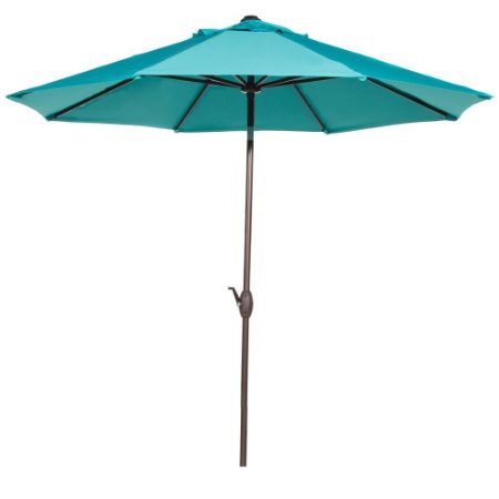 Abba Patio 9' Fade Resistant Sunbrella Fabric Aluminum Patio Umbrella with Auto Tilt and Crank, Alu. 8 Ribs, Blue