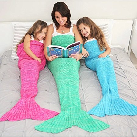 Girls Crochet Mermaid Tail Blanket For Kids and Adults