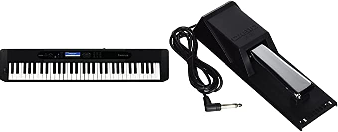 Casio, 61-Key Portable Keyboard (CT-S400) & SP-20 Upgraded Piano-Style Sustain Pedal, Black