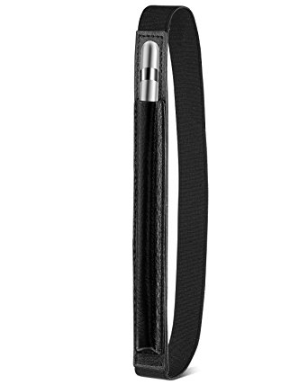 Apple Pencil Case Holder, BENTOBEN Genuine Leather Elastic Pencil Pocket Sleeve Detachable Pouch Cover for Apple Pencil, Fit for iPad Pro 9.7 Inch Cases, Black