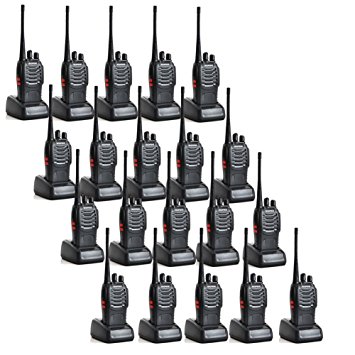 20 Pack Baofeng BF-888S 5W 1500mAh 16 Channel Handheld Walkie Talkie Black