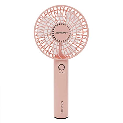 Mamibot Rechargeable Hand Held Fan Protable Fan Mini Handheld Fan Mifan100 Personal USB Desk Fan 2500mAh 5 Modes Cooling Fan with Base for Outdoor Office Home Camping Traveling (Pink)