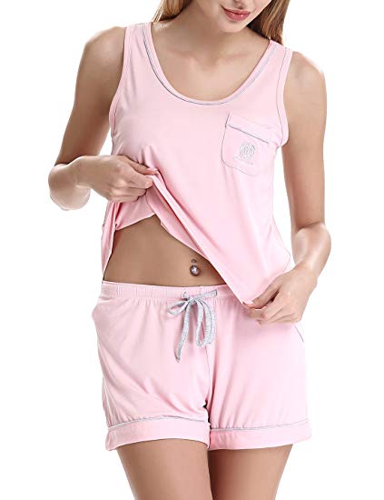 NORA TWIPS Women's Summer Sleepwear Short Sleeve Pajama Shorts and Top Set