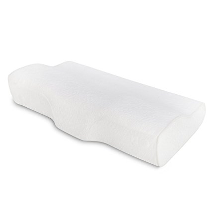 Memory Foam Pillow, GENERAL ARMOR Orthopedic Designed Neck Pillows for Optimal Comfort and Neck Pain Relief Hypoallergenic Bed Pillow with Removable Pillow Cover (White-Contour)