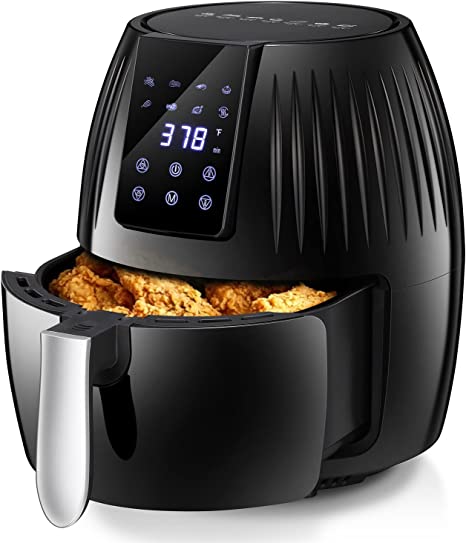 R.W.FLAME 4.8QT Air Fryer, Oven Oilless Cooker with 8 Presets, LCD Digital Screen, Nonstick and Dishwasher-Safe Basket, Black