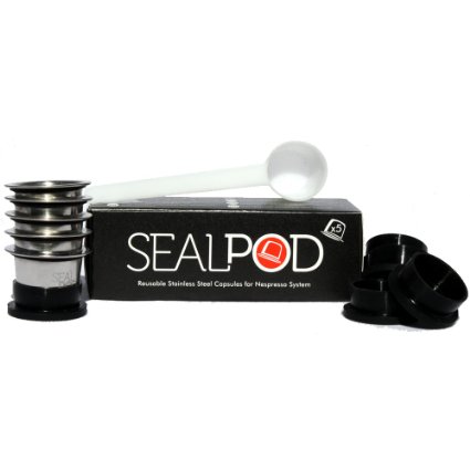 Nespresso Refillable Capsules, Sealpod 5 Pack - Reusable Nespresso Pods Compatible with Most Nespresso OriginalLine Machines