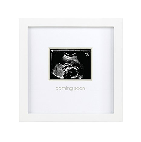 Pearhead Coming Soon Sonogram Keepsake Frame - Perfect Gift For Expecting Parents or Pregnancy Annoucement, White