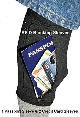 Hidden Travel Leg Wallet with RFID Passport & Credit Card Sleeves, Black (Approx. Size 5.5" x 8")
