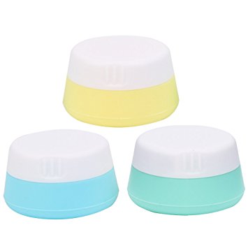 Rockrok Travel Containers, Squeezable Toiletry Containers TSA Approved Silicone Cream Jar with Sealed Lids for Cosmetics, Shampoo, Lotion, Conditioner ( Pack of 3 )