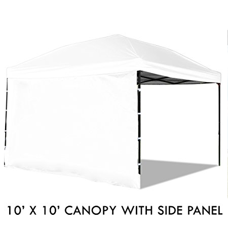 Pop Up Canopy Tent with Sidewall 10 x 10 Feet, White - UV Coated, Waterproof Outdoor Party Gazebo Tent