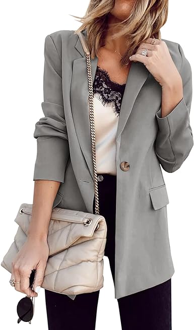 Ivay Womens Casual Blazers Lightweight Open Front Long Sleeve Work Office Blazer Jacket