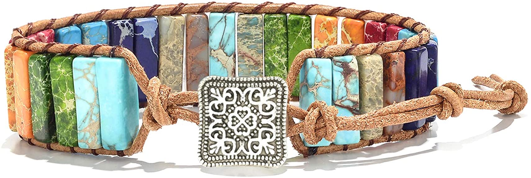 sedmart 7 Chakra Bracelets for Women with Real Stones Leather Wrap Healing Bead Bracelet Women Men Boho Friendship Jewelry…