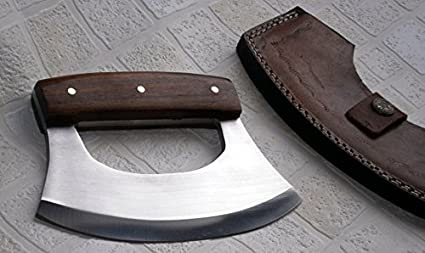 RK-TTC-110 Handmade 440C Stainless Steel Ulu kitchen Knife - Rose Wood Handle