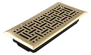 Accord AMFRPBB410 Floor Register with Wicker Design, 4-Inch x 10-Inch(Duct Opening Measurements), Polished Brass