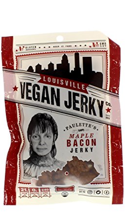 Louisville Vegan Jerky - Maple Bacon, Vegetarian & Vegan Friendly Jerky, 21 Grams of Non-GMO Soy Protein, Gluten-Free Ingredients (3 oz.)