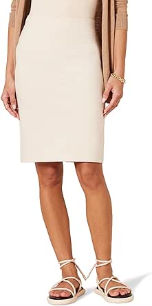 Amazon Essentials Women's Ponte Pull-On above The Knee Fitted Pencil Skirt