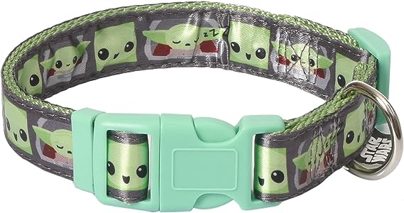 Star Wars The Mandalorian The Child Large Dog Collar | Green Large Baby Yoda Dog Collar | Dog Collar for Large Dogs with D-Ring, Cute Dog Apparel & Accessories for Pets