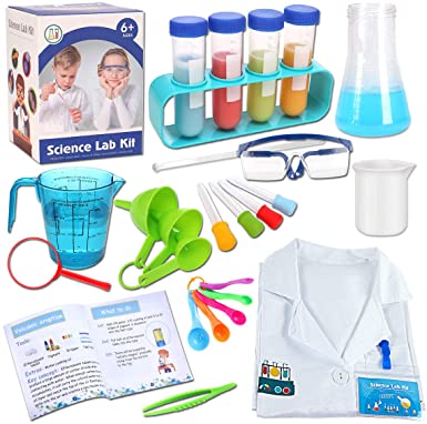 Mixi Science Experiments Kits for Kids with Lab Coat Scientist Costume Dress Up Pretend Play Stem Toys for 4 5 6 7 8 9 10 Year Old Boys Girls Gifts