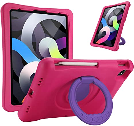 ProCase Kids Case for iPad Air 4 10.9" 2020 / iPad Pro 11 2020 & 2018, Shockproof Rotate Handle Folding Stand Cover Light Weight Kids Friendly Case for iPad Air 10.9'' (4th Gen) / iPad Pro 11 –Magenta