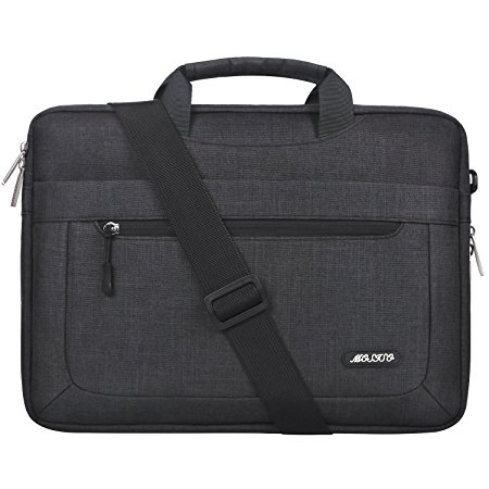 Mosiso Polyester Messenger Laptop Shoulder Bag for 11.6-13.3 Inch MacBook Air, MacBook Pro, Notebook Computer, Protective Briefcase Carrying Case with Adjustable Depth at Bottom, Black