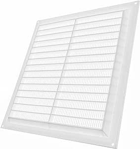 10" x 10" Inch Plastic Ventilation Grille with Insect Mesh. HVAC. Indoor and Outdoor Vent Cover. Does NOT Include Screws