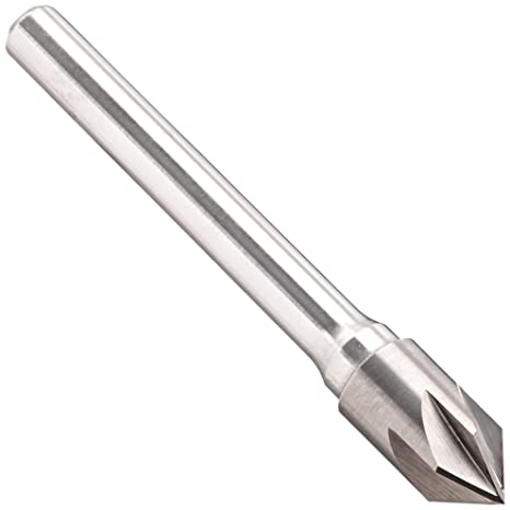 KEO 55794 Solid Carbide Single-End Countersink, Uncoated (Bright) Finish, 6 Flutes, 82 Degree Point Angle, Round Shank, 1/4" Shank Diameter, 3/8" Body Diameter