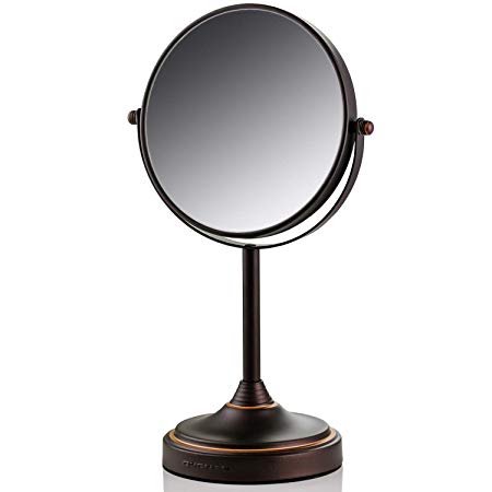 Ovente Tabletop Makeup Mirror, 7 Inch, Dual-Sided 1x/7x Magnification, Antique Bronze (MNLCT70ABZ1X7X)