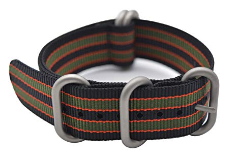 ArtStyle Watch Band with Colorful Nylon Material Strap and Heavy Duty Brushed Buckle