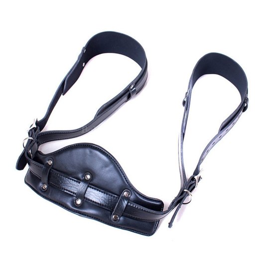 Women's Sexual Wellness Leather Bondage Restraints Neck and Legs Tied for Flirt