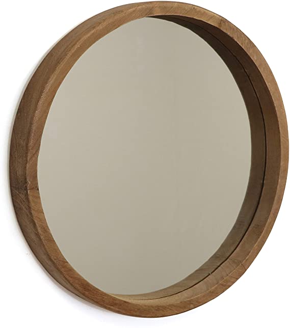 Rutledge & King Riverside Wooden Mirror - Wood Wall Mirror - Rustic Round Mirror - Medium Decorative Circle Mirrors for Bathrooms, Living Rooms, and Bedrooms (Single)