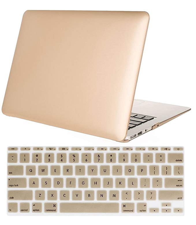 MOSISO Plastic Hard Shell Case & Keyboard Cover Compatible MacBook Air 13 Inch (Models: A1369 & A1466), Gold