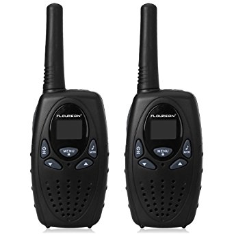 FLOUREON Walkies Talkies Two Way Radios Long Range 1-3 Mile Distance UHF Handheld 2 Set (Black)