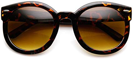 zeroUV - Round Retro Oversized Sunglasses for Women with Colored Mirror and Neutral Lens 53mm