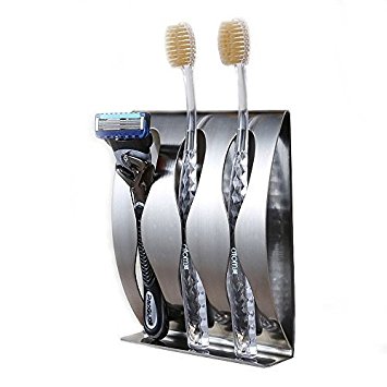 Lingstar Toothbrush Holder Wall Mounted - Durable Stainless Steel Razor Holder with Self Adhesive