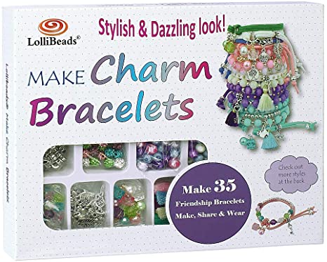 LolliBeads (TM) Make Charm Bracelets Kits 800 pcs Premium Bracelet Jewelry Making Kit Arts and Crafts for Girls Best Birthday/Christmas Gifts/Toys/DIY for Kids Friendship Bracelets Maker