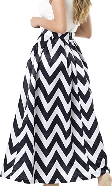 NINEWE Women's White Contrast Polka Dot Print Maxi Skirt