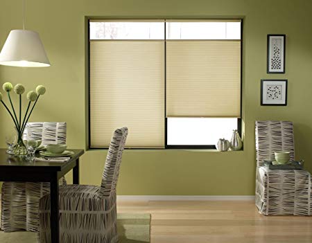 Cordless Top Down Bottom Up Cellular Honeycomb Shades, 34W x 52H, Ivory Beige, Any Size 19-72 Wide