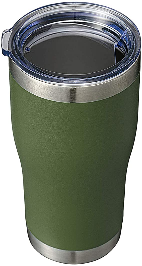 20oz Tumbler Stainless Steel Reusable Coffee Travel Mug with Spill Proof Lid Double Wall Blank Vacuum Insulated Metal Thermal Cups for Cold Hot Drinks Women Men (Powder Coated Army Green, 1 Pack)