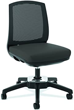 HON Active Task Chair - Armless Computer Chair for Office Desk, Black Mesh (HVL951)