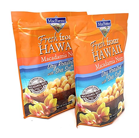 MacFarms Dry Roasted Macadamia Nuts With Sea Salt Fresh From Hawaii 24 Ounce (2 Pack)